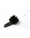 Flower and Feather Lapel Pin - Black Dahlia Flower and black silver pheasant Lewis feather