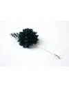 Flower and Feather Lapel Pin - Teal Blue Dahlia Flower and blue Helmeted Guineafowl feather