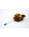 Flower and Feather Lapel Pin - Olive green Dahlia Flower and Lady Amherst Pheasant feather