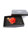 Flower and Feather Lapel Pin - Orange Dahlia Flower and pheasant feathers