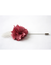 Flower and Feather Lapel Pin - Old pink Dahlia Flower and silver pheasant feather