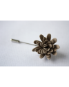 Daisy flower Lapel Pin for Men, wedding boutonniere, Taupe Alcantara®, men flower lapel pin for Dapper Men, Groom & Groom
