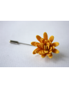 Daisy flower Lapel Pin for Men, wedding boutonniere, Golden Yellow Alcantara®