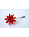 Daisy flower Lapel Pin for Men, wedding boutonniere, Bright Orange Alcantara®