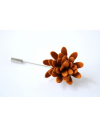 Daisy flower Lapel Pin for Men, wedding boutonniere, Rusted Orange Alcantara®