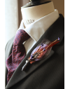 Men boutonniere - Teal and dark grey goose and guinea fowl feathers and artificial berries