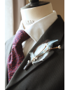 Men boutonniere - Teal and dark grey goose and guinea fowl feathers and artificial berries