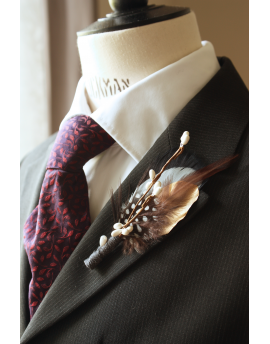 Mens wedding Feathers boutonniere Feathers Buttonhole for Groom and Groomsmen