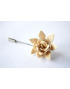 Succulent flower Lapel Pin for Men, wedding boutonniere, Ivory Alcantara®