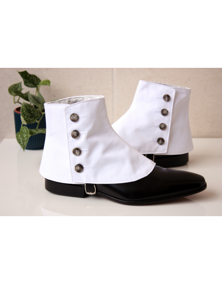 Luxury Men's Spats Pure White Cotton twill gaiters for elegant men dandy loving the vintage style