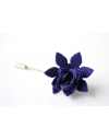 Succulent flower Lapel Pin, wedding boutonniere, Ultramarine blue Alcantara®