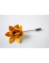 Succulent flower Lapel Pin, wedding boutonniere, Golden yellow Alcantara®