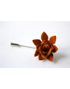 Succulent flower Lapel Pin, wedding boutonniere, Rusted orange Alcantara®