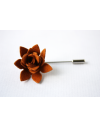 Succulent flower Lapel Pin, wedding boutonniere, Rusted orange Alcantara®