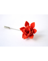 Succulent flower Lapel Pin, wedding boutonniere, Bright orange Alcantara®