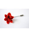 Succulent flower Lapel Pin, wedding boutonniere, Bright orange Alcantara®
